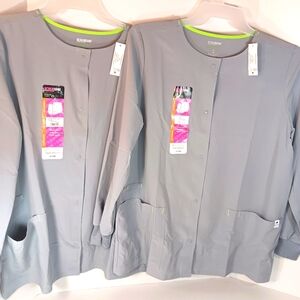 2 Scrubstar Women's Medium Ash Grey Scrub Jackets- NEW